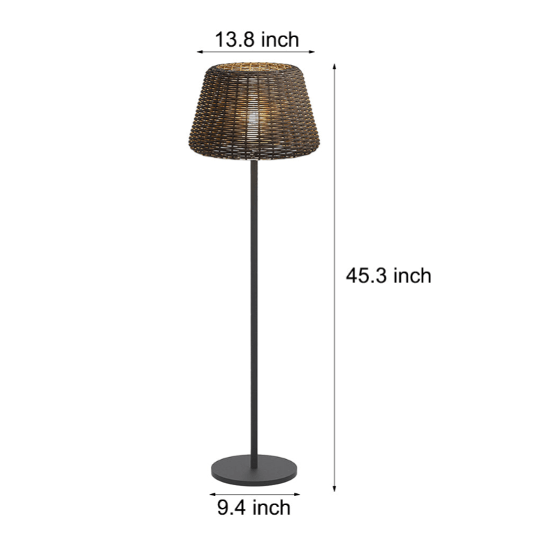 WINDSOR WOVEN RATTAN LED OUTDOOR LANTERN WITH STAKE AND OPEN-TOP ACCENT