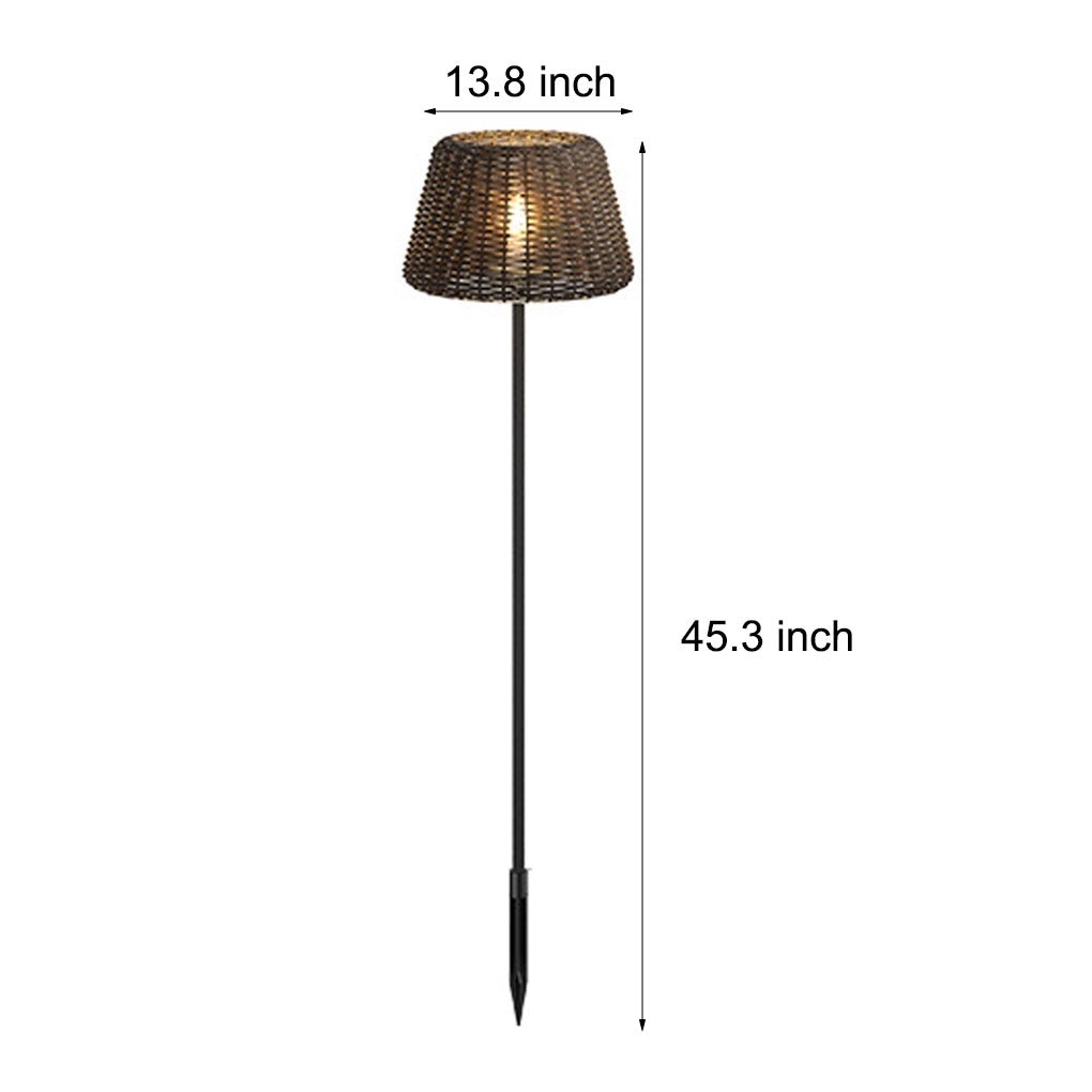 WINDSOR WOVEN RATTAN LED OUTDOOR LANTERN WITH STAKE AND OPEN-TOP ACCENT