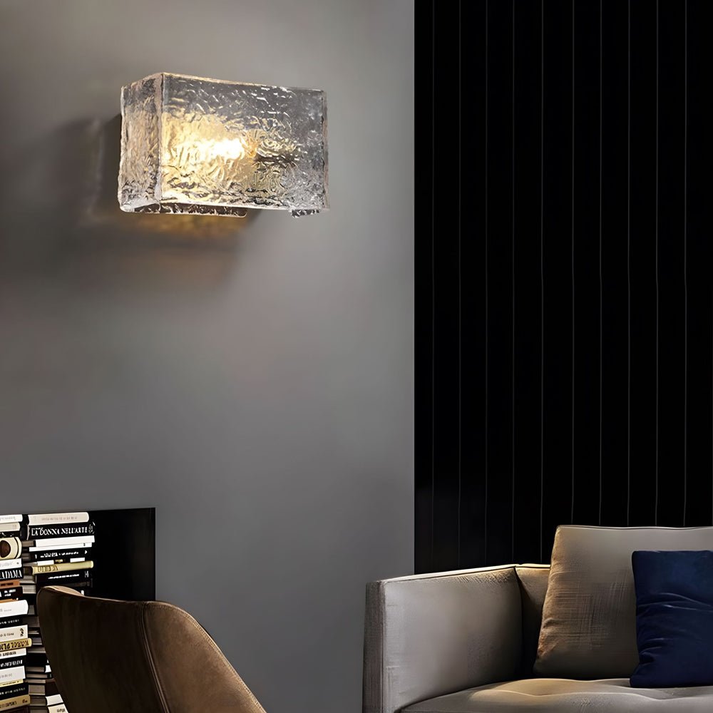 WINTHROP RIPPLED RECTANGLE WALL LANTERN - MODERN BRASS ACCENT