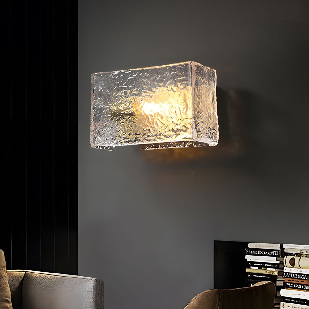 WINTHROP RIPPLED RECTANGLE WALL LANTERN - MODERN BRASS ACCENT