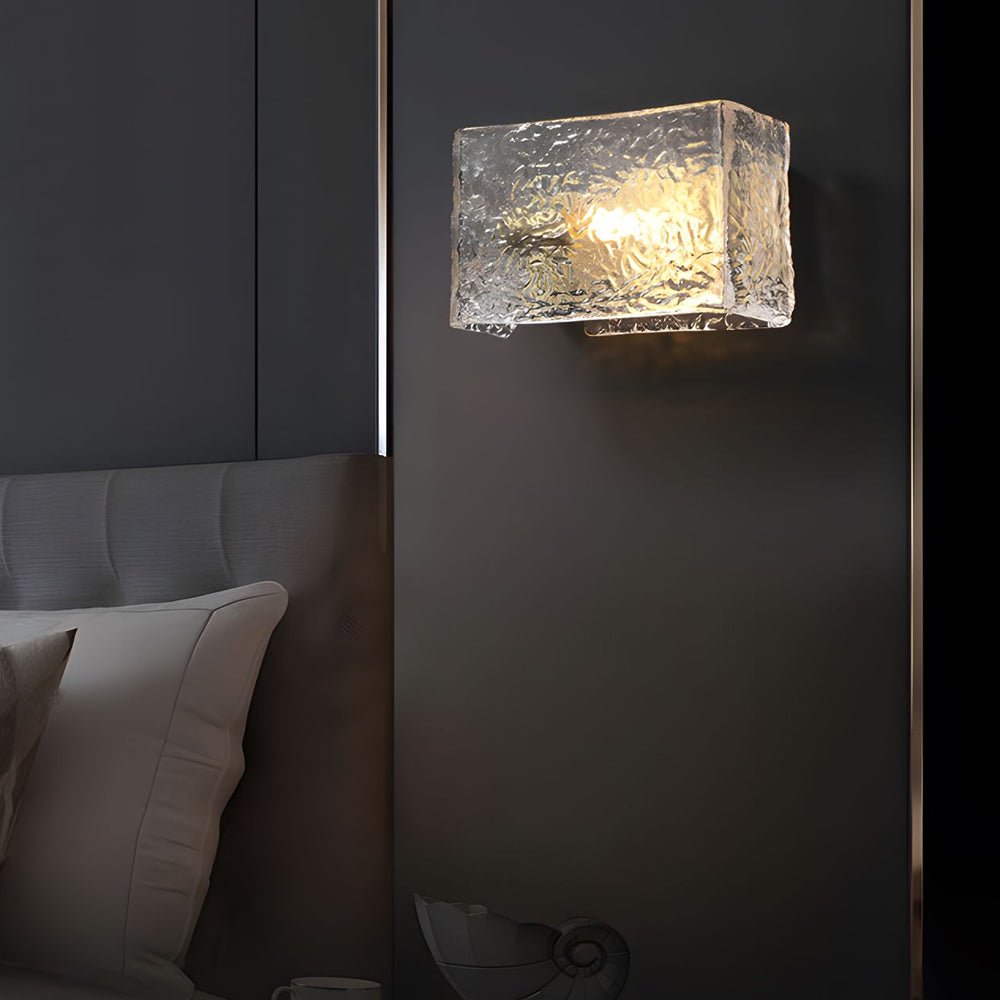 WINTHROP RIPPLED RECTANGLE WALL LANTERN - MODERN BRASS ACCENT