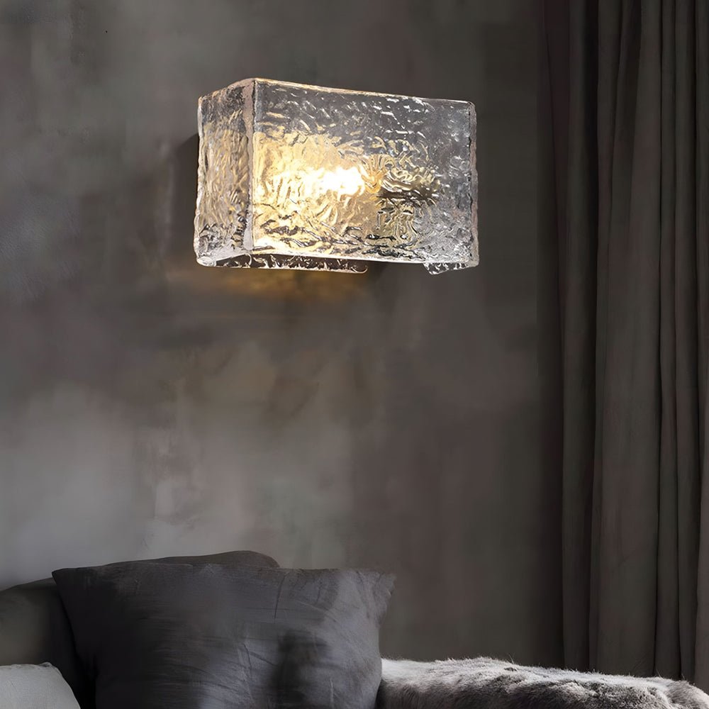 WINTHROP RIPPLED RECTANGLE WALL LANTERN - MODERN BRASS ACCENT