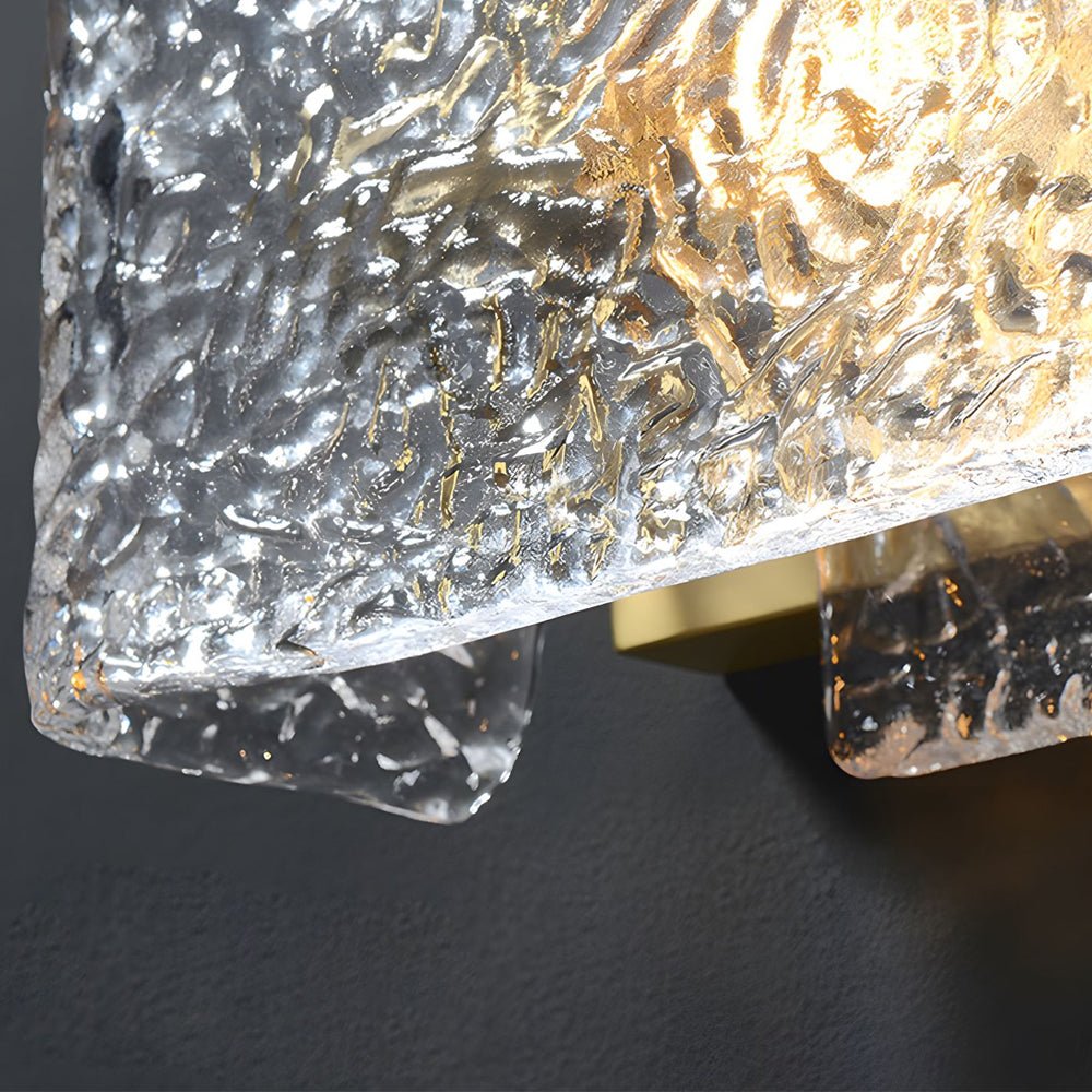 WINTHROP RIPPLED RECTANGLE WALL LANTERN - MODERN BRASS ACCENT