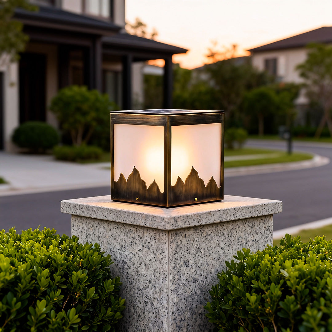 WINDSOR SOLAR SQUARE PILLAR ILLUMINATOR - WEATHERPROOF OUTDOOR LIGHT