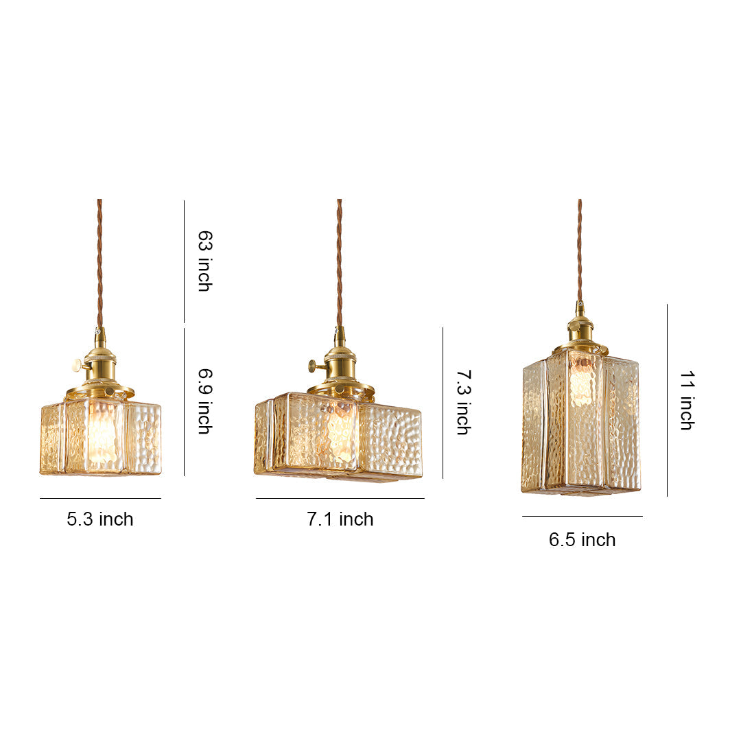 WINDSOR SQUARE GLASS HANGING LANTERN IN ANTIQUE BRASS