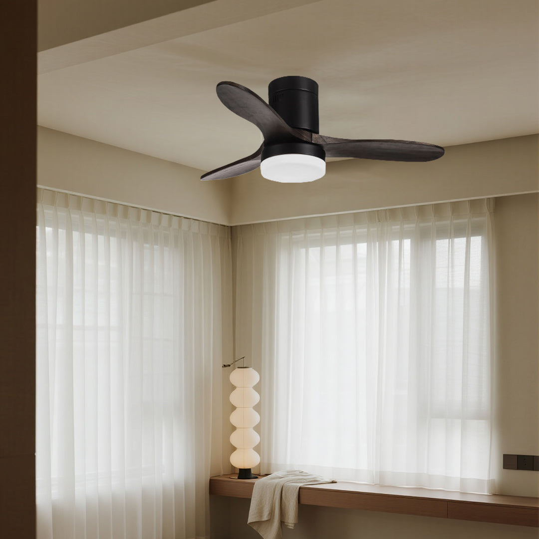 THORNBURY OAK TRIO CEILING FAN WITH LED ILLUMINATION AND REMOTE CONTROL