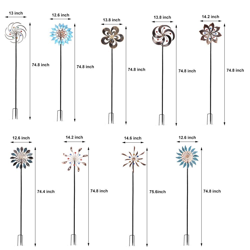 WINDSOR WHIRL SOLAR GARDEN ORB, SET OF TWO"  
2. "KENSINGTON TWISTED IRON SOLAR SPIRAL LIGHTS, PAIR"  
3. "CHISWICK GARDEN ORNAMENTAL WIND DANCER LIGHTS, 2-PACK"  
4. "HENLEY SOLAR SPIRAL GARDEN TWIRLERS, SET OF TWO"  
5. "BURLINGTON IRON WIND CHARM SOLAR