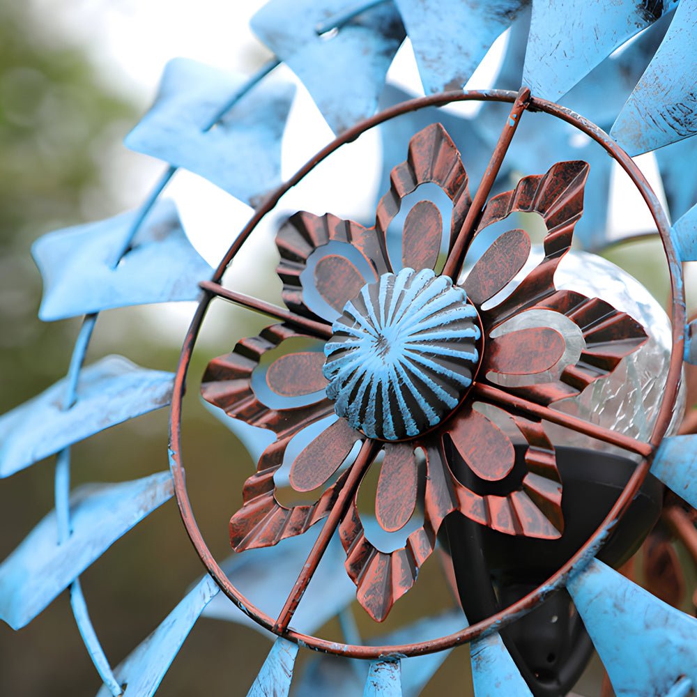 WINDSOR WHIRL SOLAR GARDEN ORB, SET OF TWO"  
2. "KENSINGTON TWISTED IRON SOLAR SPIRAL LIGHTS, PAIR"  
3. "CHISWICK GARDEN ORNAMENTAL WIND DANCER LIGHTS, 2-PACK"  
4. "HENLEY SOLAR SPIRAL GARDEN TWIRLERS, SET OF TWO"  
5. "BURLINGTON IRON WIND CHARM SOLAR