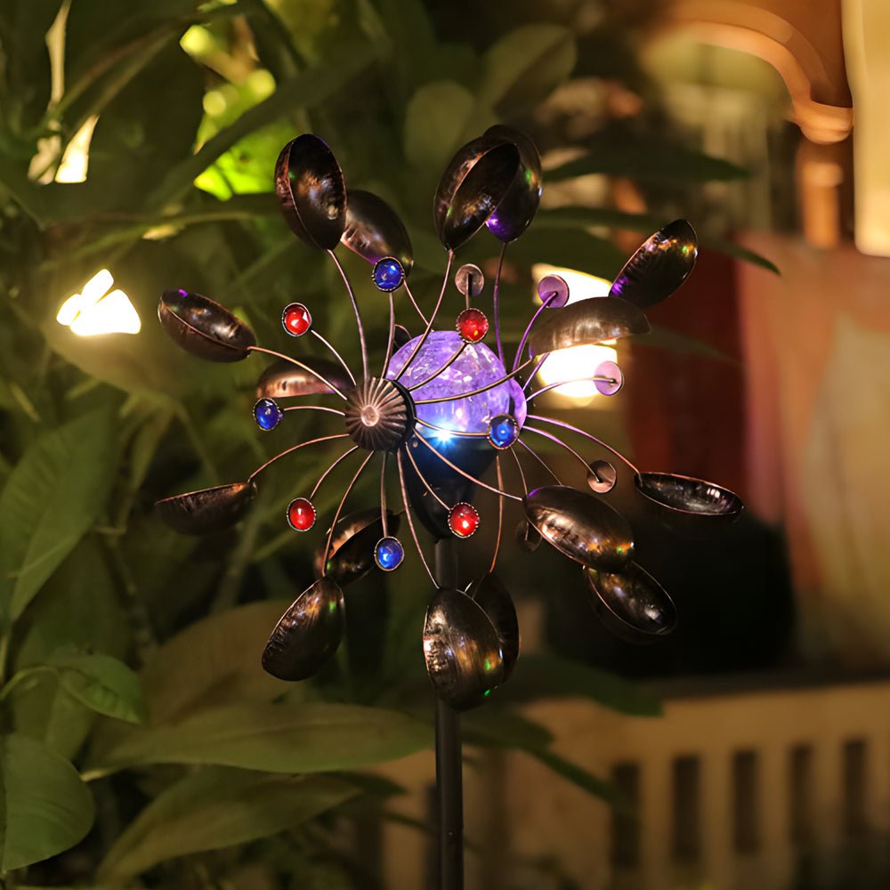 WINDSOR WHIRL SOLAR GARDEN ORB, SET OF TWO"  
2. "KENSINGTON TWISTED IRON SOLAR SPIRAL LIGHTS, PAIR"  
3. "CHISWICK GARDEN ORNAMENTAL WIND DANCER LIGHTS, 2-PACK"  
4. "HENLEY SOLAR SPIRAL GARDEN TWIRLERS, SET OF TWO"  
5. "BURLINGTON IRON WIND CHARM SOLAR