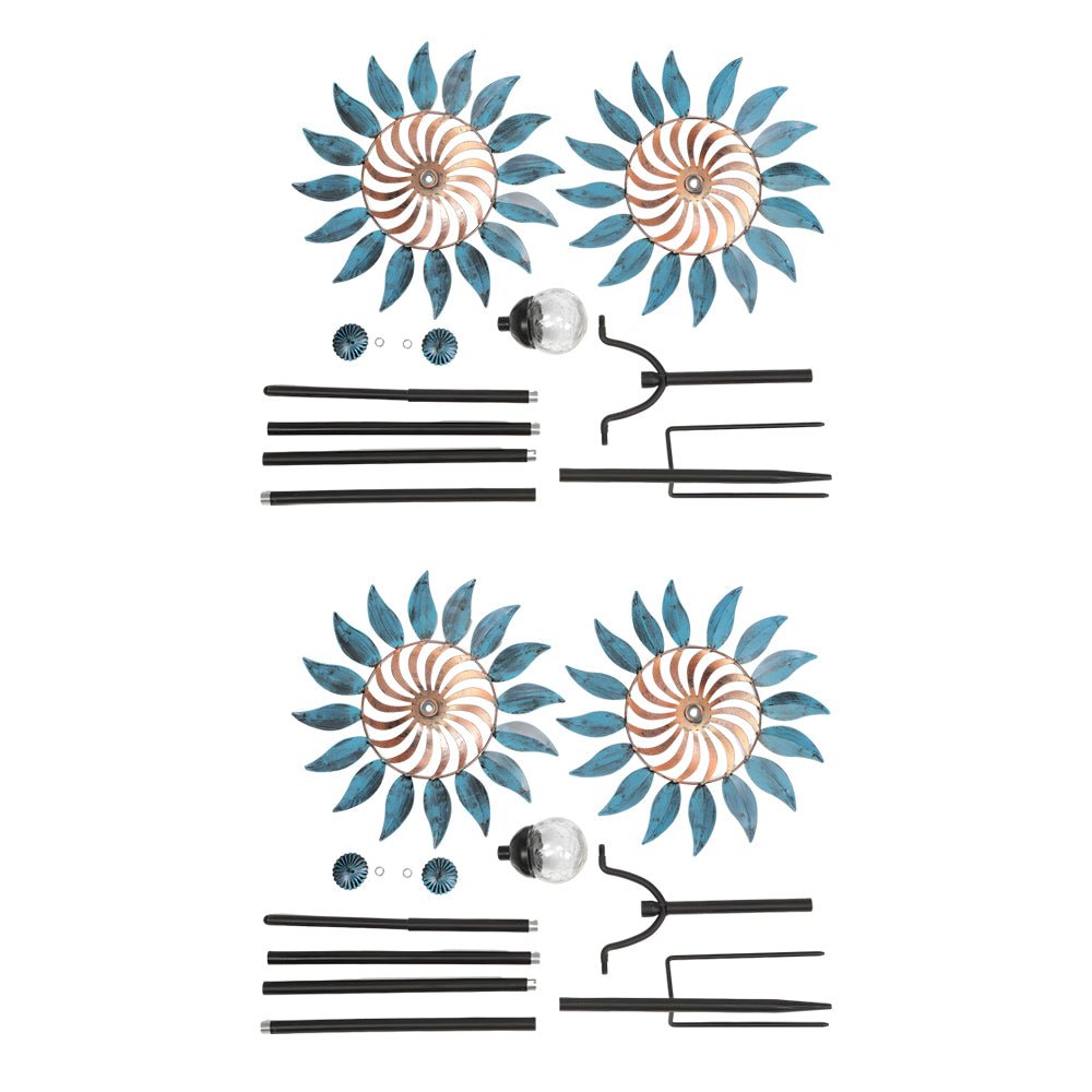 WINDSOR WHIRL SOLAR GARDEN ORB, SET OF TWO"  
2. "KENSINGTON TWISTED IRON SOLAR SPIRAL LIGHTS, PAIR"  
3. "CHISWICK GARDEN ORNAMENTAL WIND DANCER LIGHTS, 2-PACK"  
4. "HENLEY SOLAR SPIRAL GARDEN TWIRLERS, SET OF TWO"  
5. "BURLINGTON IRON WIND CHARM SOLAR