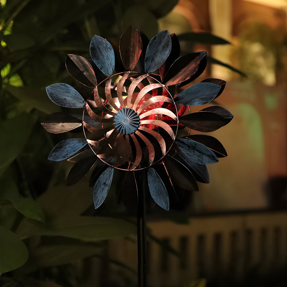 WINDSOR WHIRL SOLAR GARDEN ORB, SET OF TWO"  
2. "KENSINGTON TWISTED IRON SOLAR SPIRAL LIGHTS, PAIR"  
3. "CHISWICK GARDEN ORNAMENTAL WIND DANCER LIGHTS, 2-PACK"  
4. "HENLEY SOLAR SPIRAL GARDEN TWIRLERS, SET OF TWO"  
5. "BURLINGTON IRON WIND CHARM SOLAR