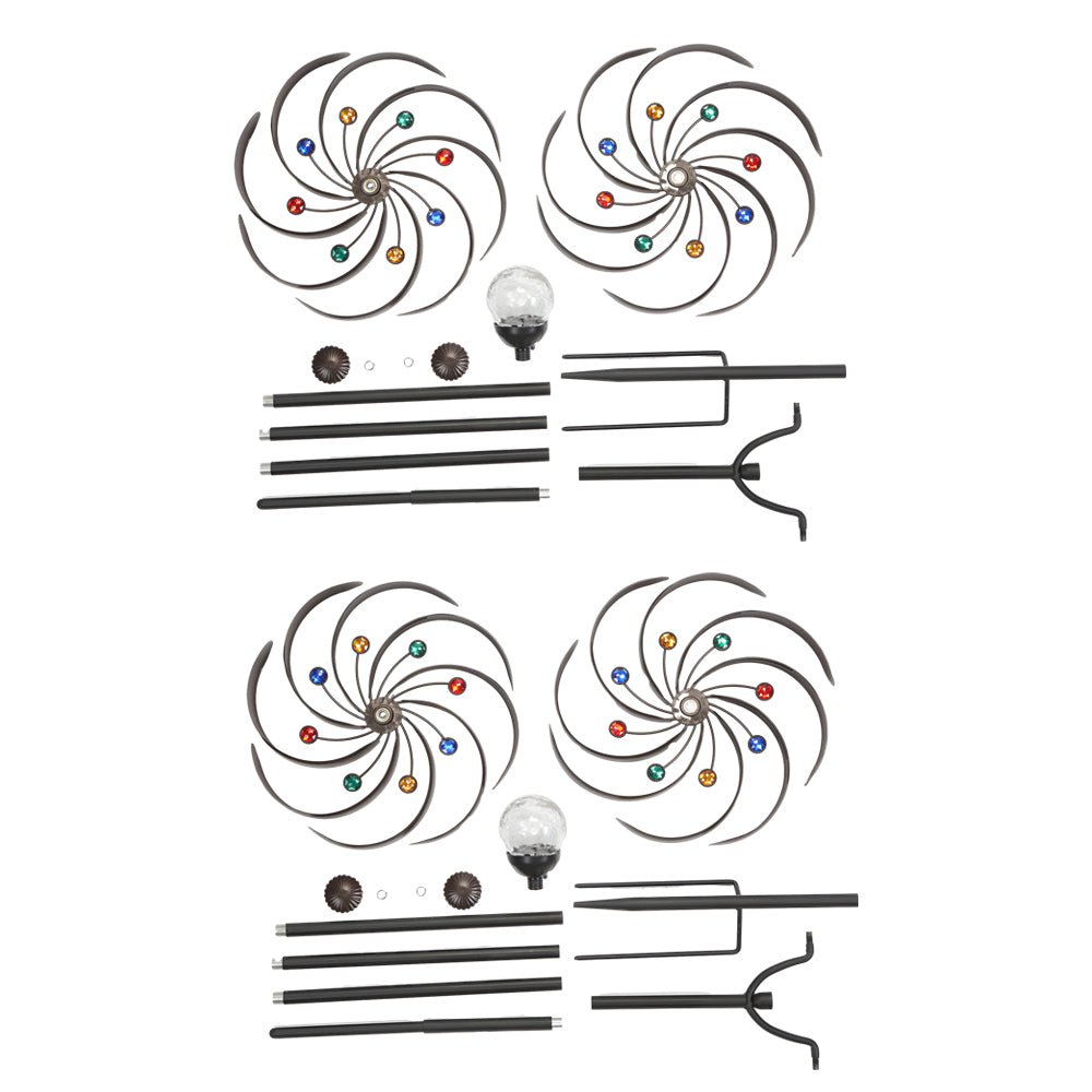 WINDSOR WHIRL SOLAR GARDEN ORB, SET OF TWO"  
2. "KENSINGTON TWISTED IRON SOLAR SPIRAL LIGHTS, PAIR"  
3. "CHISWICK GARDEN ORNAMENTAL WIND DANCER LIGHTS, 2-PACK"  
4. "HENLEY SOLAR SPIRAL GARDEN TWIRLERS, SET OF TWO"  
5. "BURLINGTON IRON WIND CHARM SOLAR
