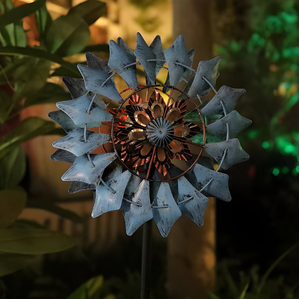 WINDSOR WHIRL SOLAR GARDEN ORB, SET OF TWO"  
2. "KENSINGTON TWISTED IRON SOLAR SPIRAL LIGHTS, PAIR"  
3. "CHISWICK GARDEN ORNAMENTAL WIND DANCER LIGHTS, 2-PACK"  
4. "HENLEY SOLAR SPIRAL GARDEN TWIRLERS, SET OF TWO"  
5. "BURLINGTON IRON WIND CHARM SOLAR