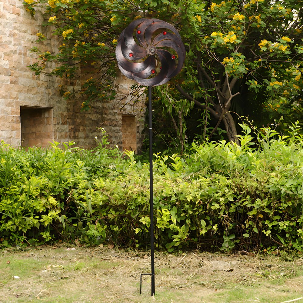 WINDSOR WHIRL SOLAR GARDEN ORB, SET OF TWO"  
2. "KENSINGTON TWISTED IRON SOLAR SPIRAL LIGHTS, PAIR"  
3. "CHISWICK GARDEN ORNAMENTAL WIND DANCER LIGHTS, 2-PACK"  
4. "HENLEY SOLAR SPIRAL GARDEN TWIRLERS, SET OF TWO"  
5. "BURLINGTON IRON WIND CHARM SOLAR