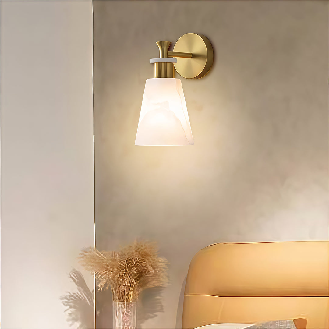 WINTERBOURNE BRASS AND MARBLE WALL LIGHT