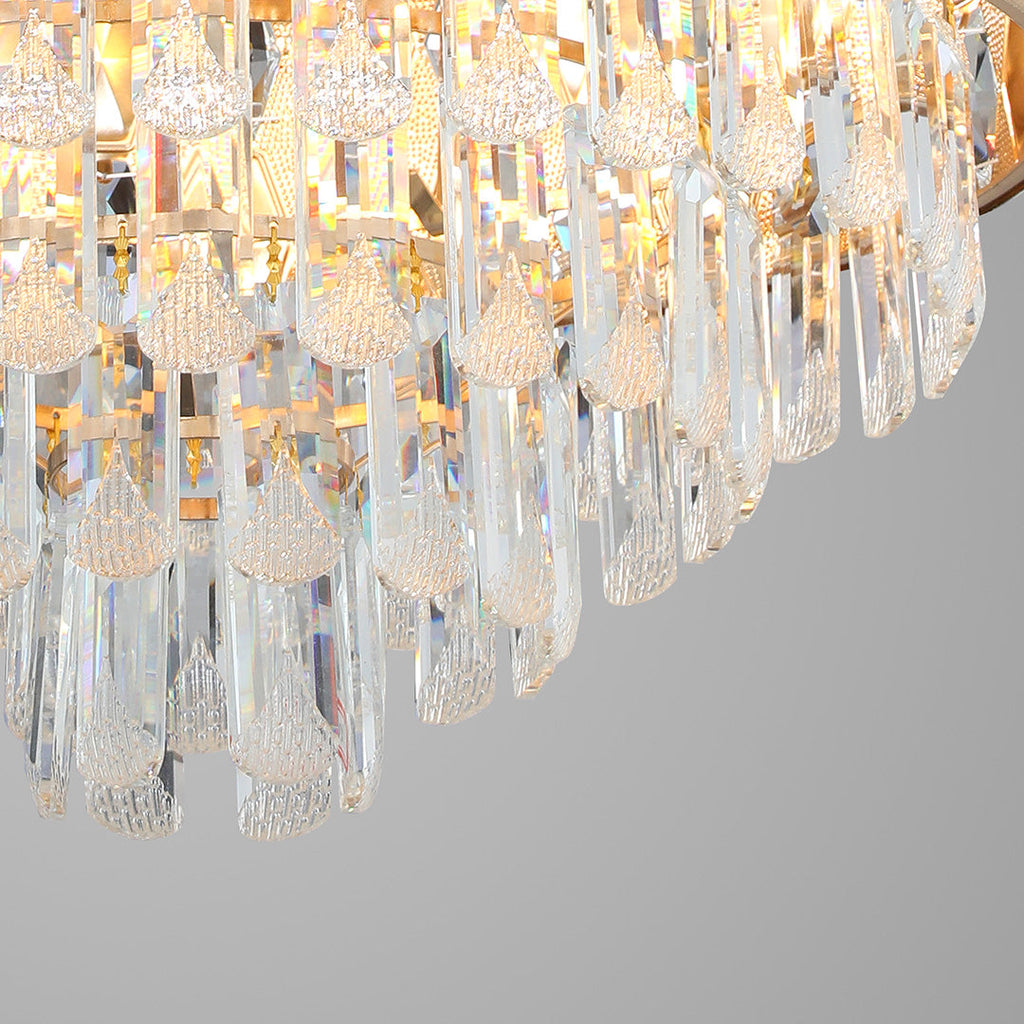 CHARLESTON CRYSTAL FROSTED CEILING FAN WITH GOLD IRON FRAME