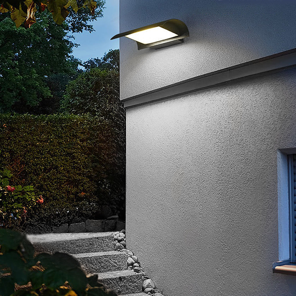 BRAMBLETON CURVED OUTDOOR LED WALL SCONCE, BLACK WATERPROOF MODERN LIGHTING