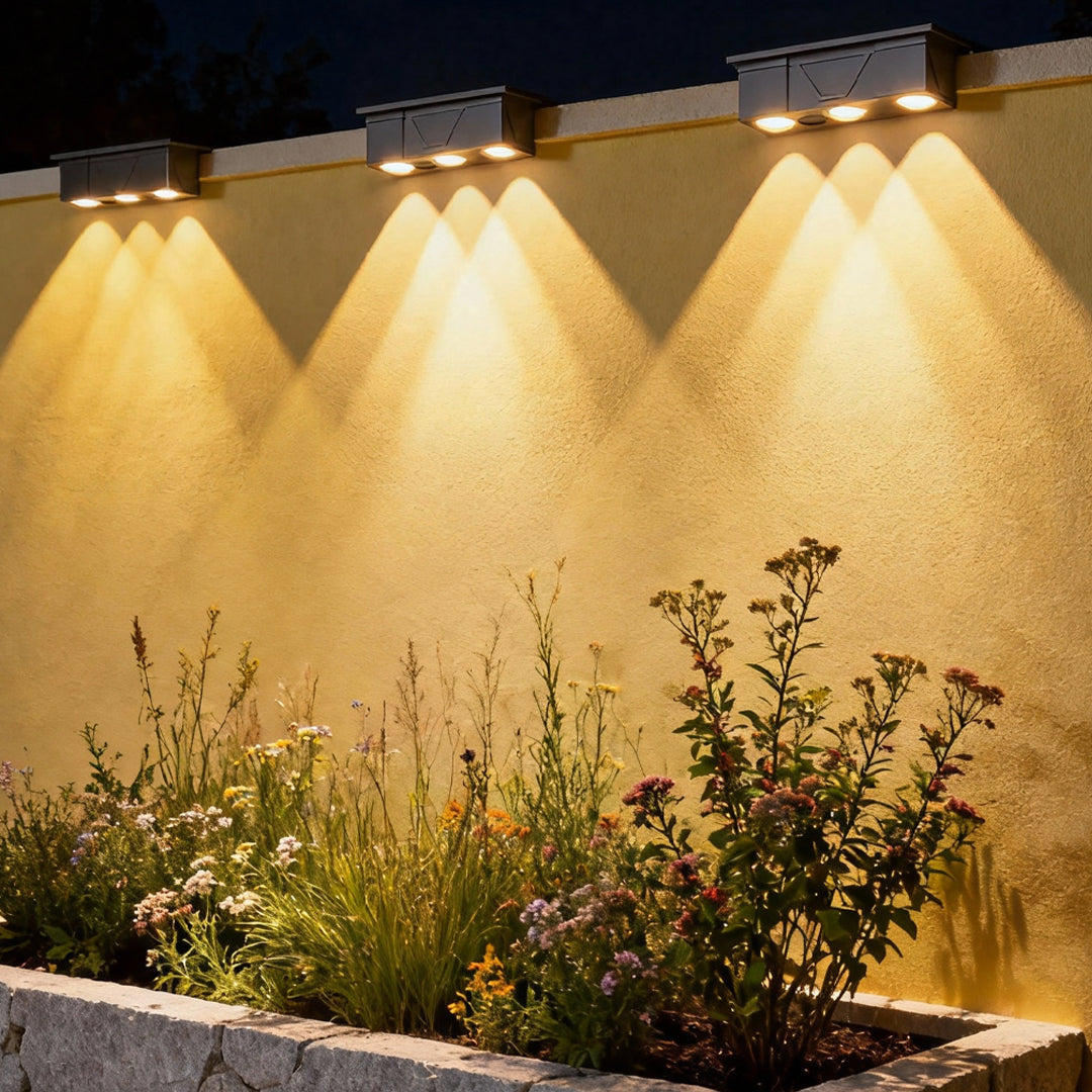 WINCHESTER SOLAR-POWERED OUTDOOR WALL GLOW LIGHTS, SET OF 2