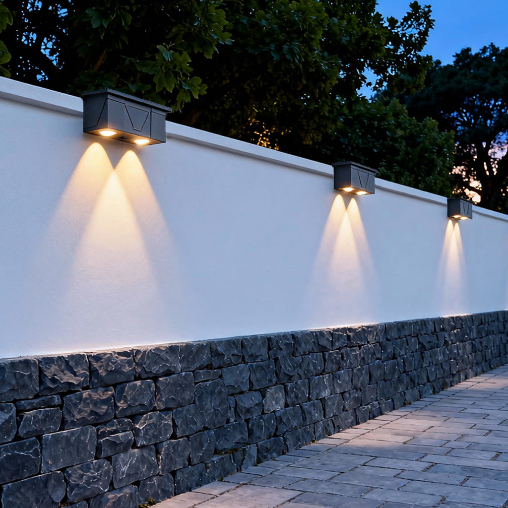WINCHESTER SOLAR-POWERED OUTDOOR WALL GLOW LIGHTS, SET OF 2