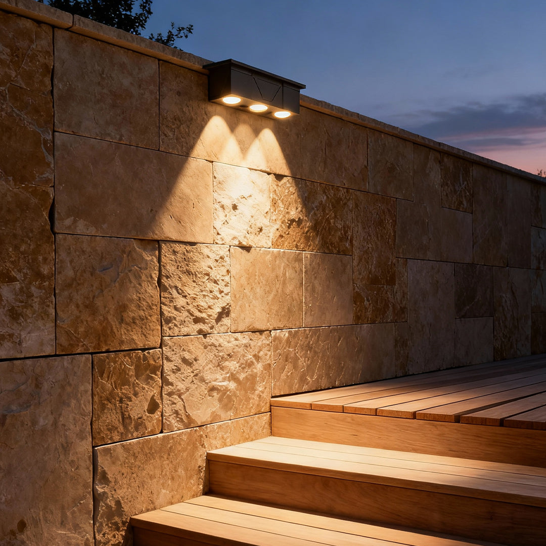 WINCHESTER SOLAR-POWERED OUTDOOR WALL GLOW LIGHTS, SET OF 2