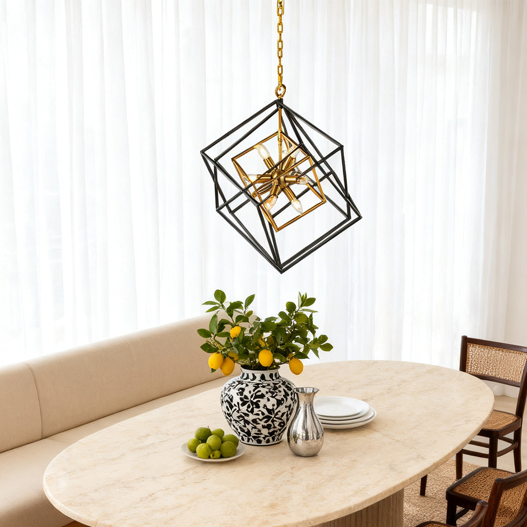 WINTHROP IRON TWIN-TONE SQUARE HANGING LIGHT