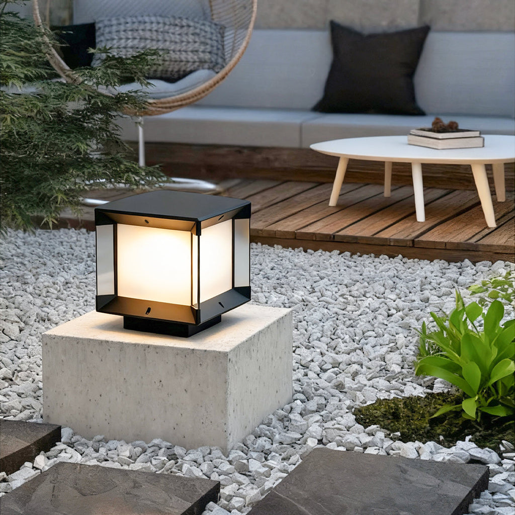 WINTHROP MODERN OUTDOOR PILLAR LANTERN, WEATHERPROOF DESIGN