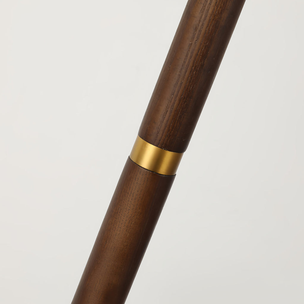 FENWICK WOODEN FLOOR LANTERN WITH PLEATED TEXTILE SHADE