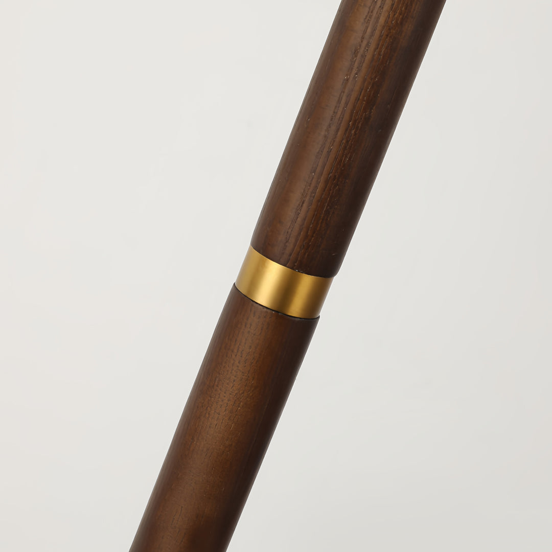FENWICK WOODEN FLOOR LANTERN WITH PLEATED TEXTILE SHADE