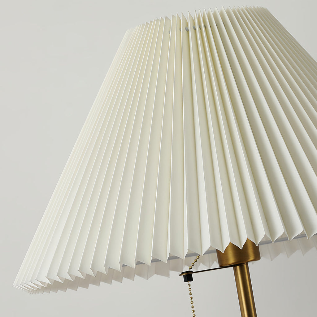 FENWICK WOODEN FLOOR LANTERN WITH PLEATED TEXTILE SHADE