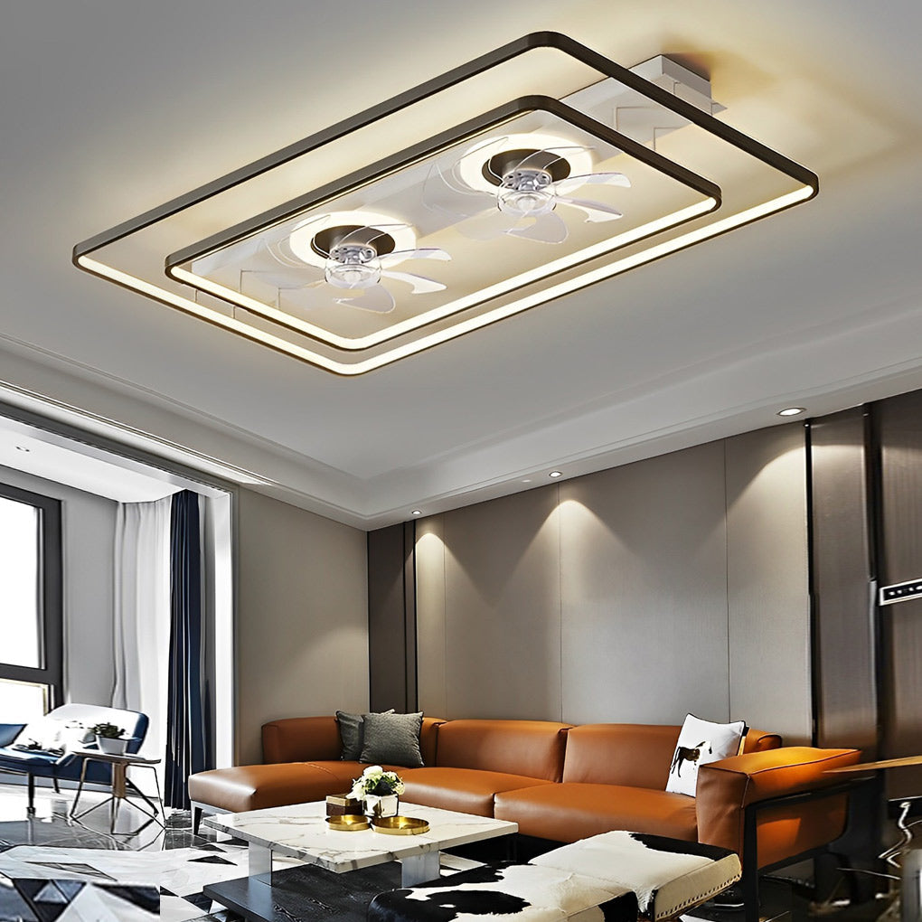 WINDSOR CLEAR ACRYLIC BLADES DUAL-HEAD CEILING FAN WITH LED ILLUMINATION