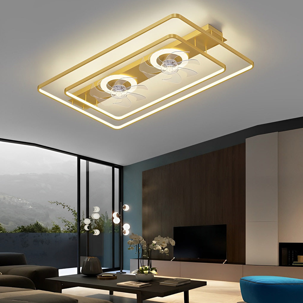 WINDSOR CLEAR ACRYLIC BLADES DUAL-HEAD CEILING FAN WITH LED ILLUMINATION