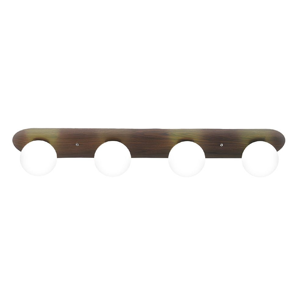 WINTERBOURNE WALNUT FLUSH CEILING LAMP WITH MILKY WHITE ORBS