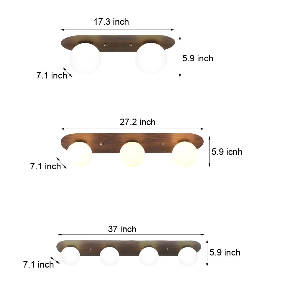 WINTERBOURNE WALNUT FLUSH CEILING LAMP WITH MILKY WHITE ORBS