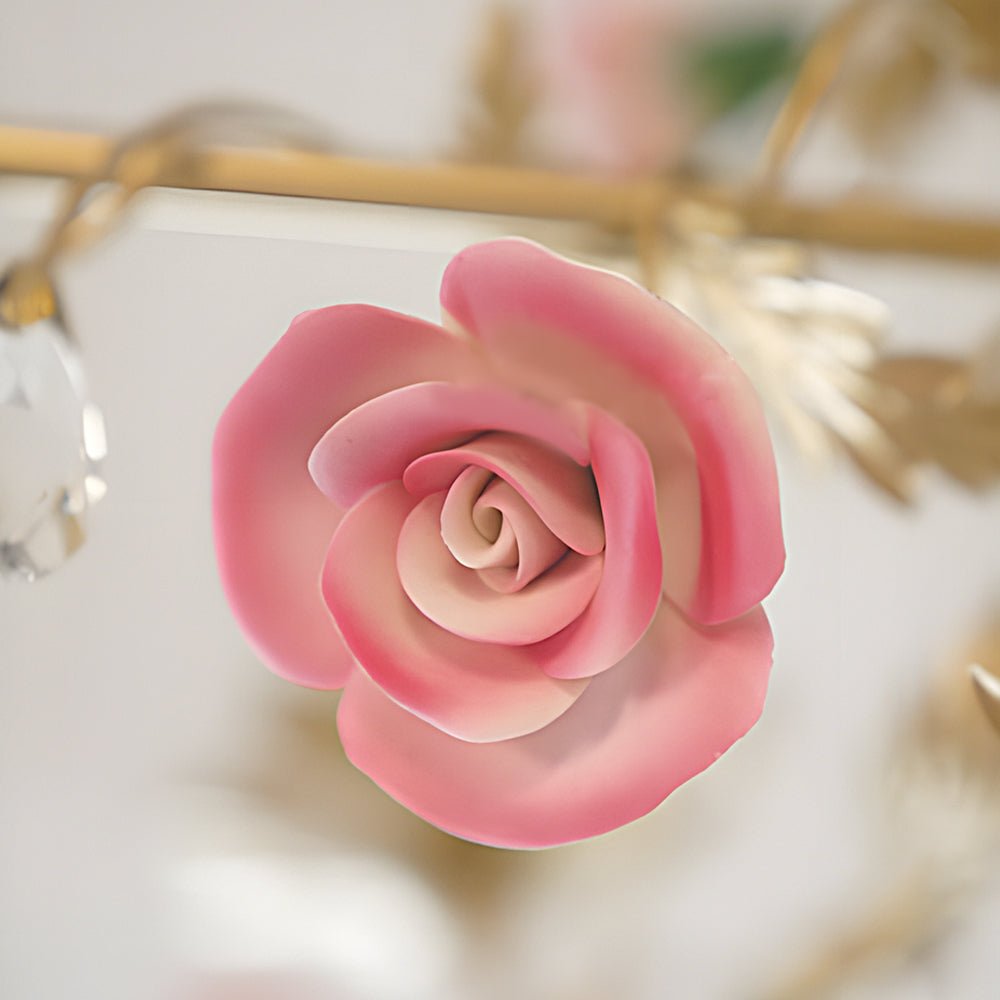 RAVENSTONE PINK ROSE CERAMIC CHANDELIER: 6/8-LIGHT CANDLELIT COUNTRY ELEGANCE