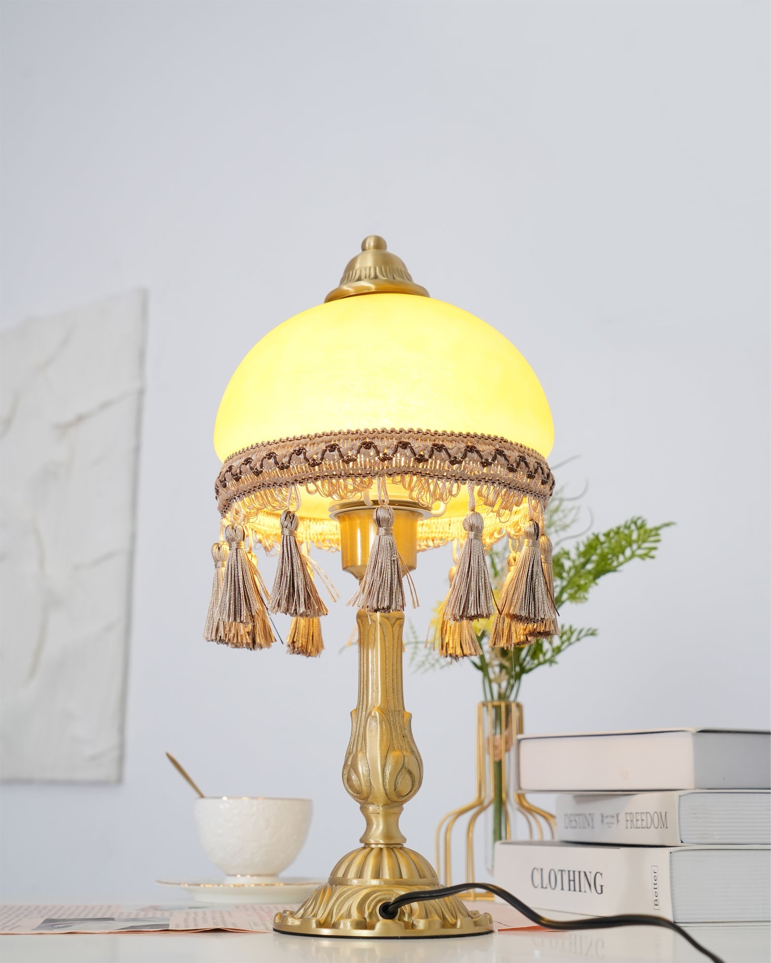 CHATEAU DORÉ BRASS TASSELED LAMP