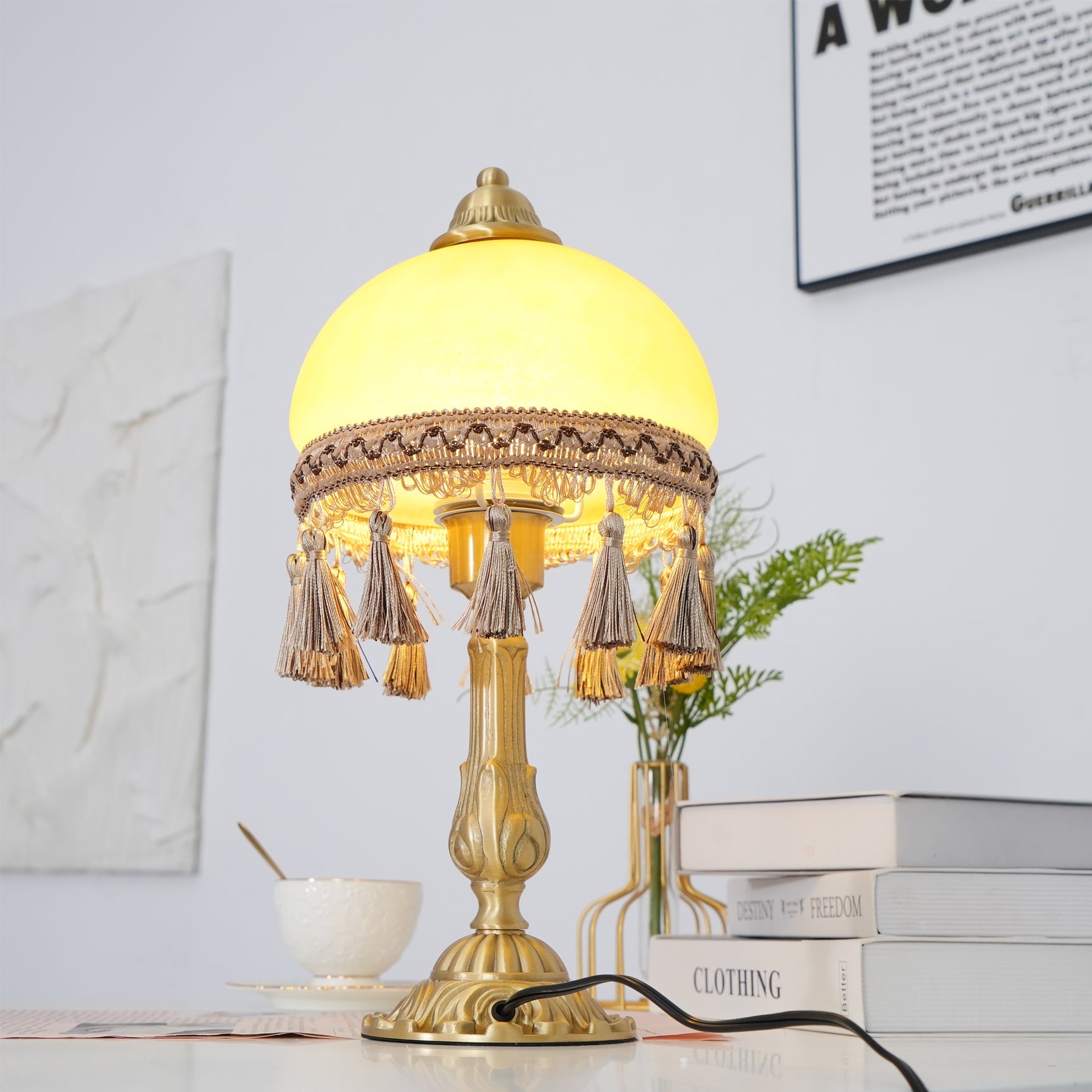 CHATEAU DORÉ BRASS TASSELED LAMP