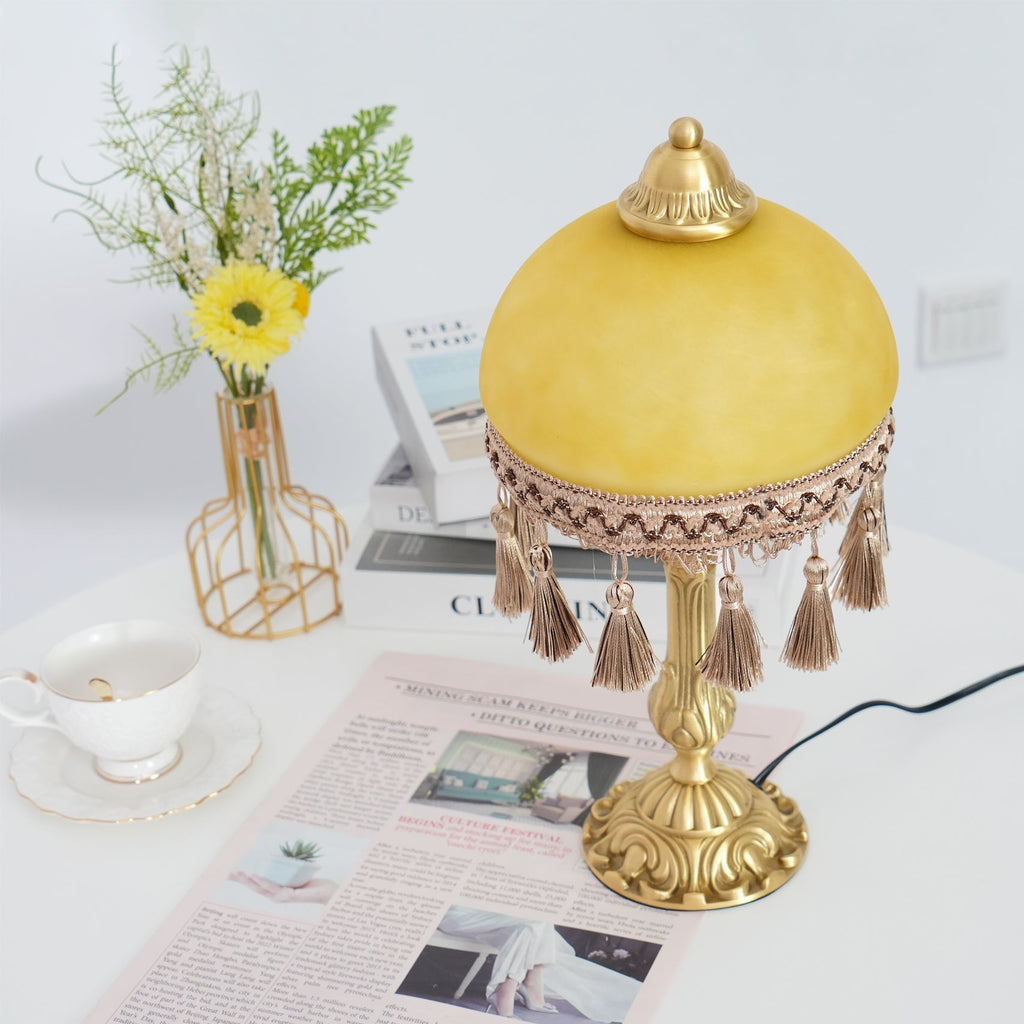 CHATEAU DORÉ BRASS TASSELED LAMP