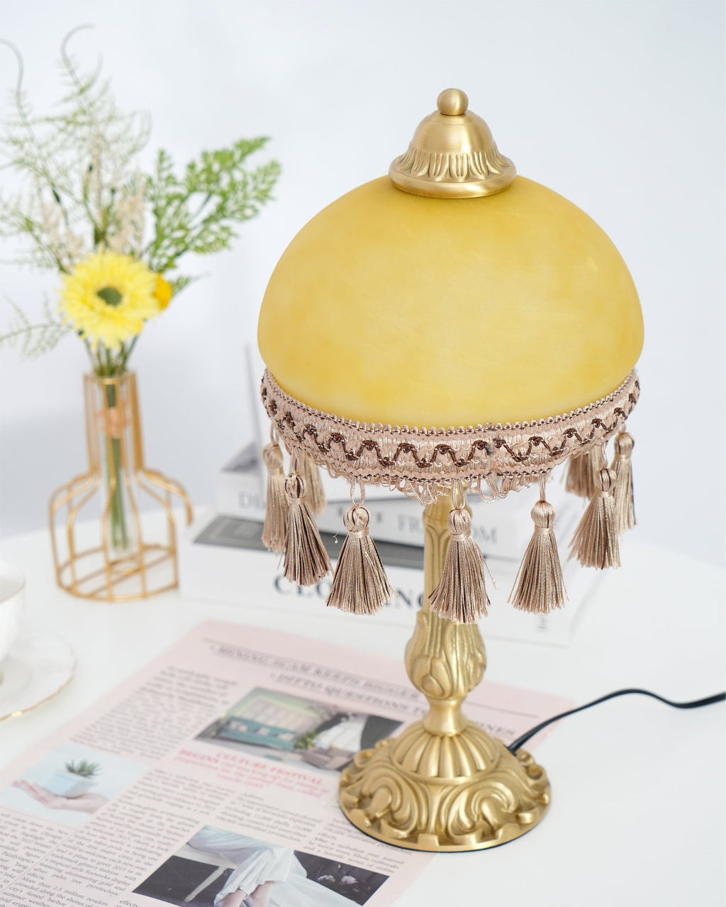 CHATEAU DORÉ BRASS TASSELED LAMP