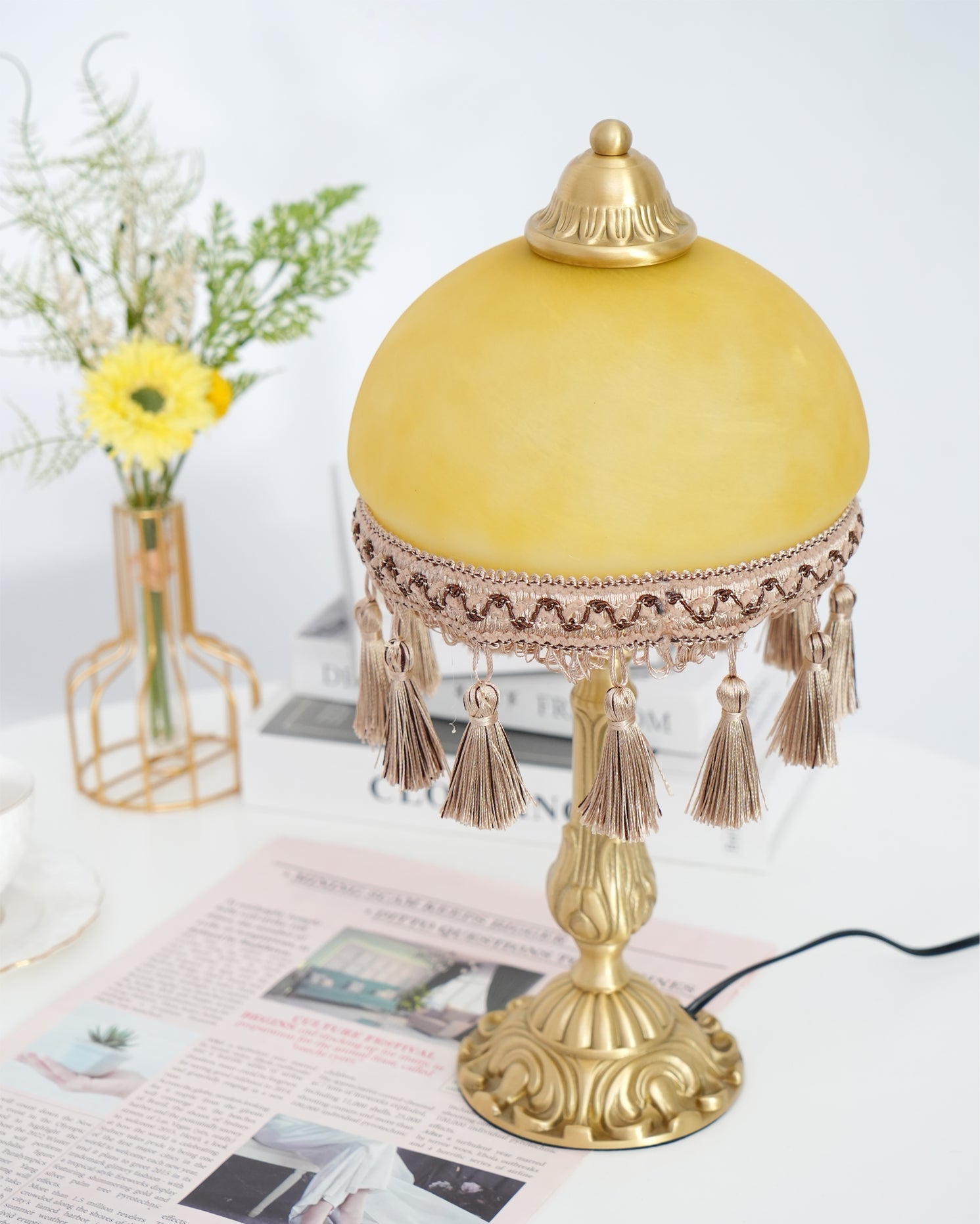 CHATEAU DORÉ BRASS TASSELED LAMP