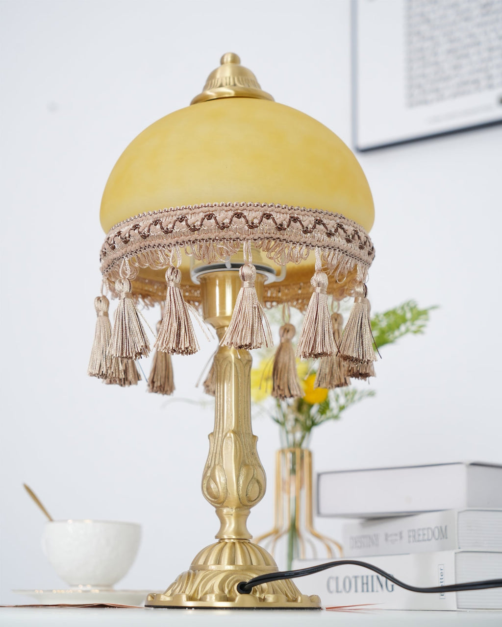 CHATEAU DORÉ BRASS TASSELED LAMP