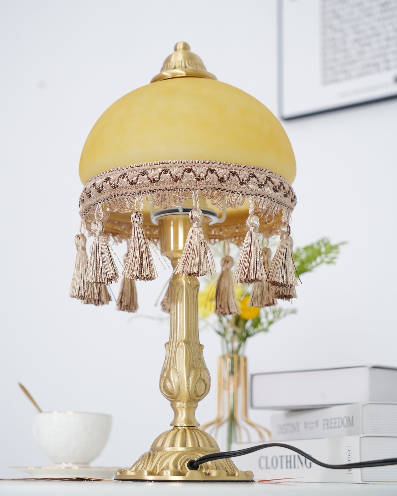 CHATEAU DORÉ BRASS TASSELED LAMP
