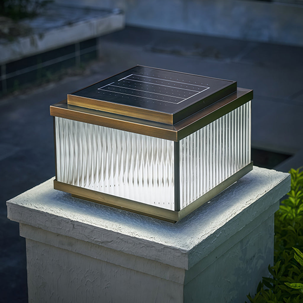 BRAMBLETON SQUARE COPPER OUTDOOR LANTERN WITH RIBBED GLASS