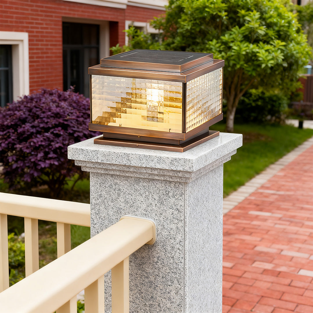 BRAMBLETON COPPER PILLAR LANTERN WITH WEATHERPROOF DESIGN