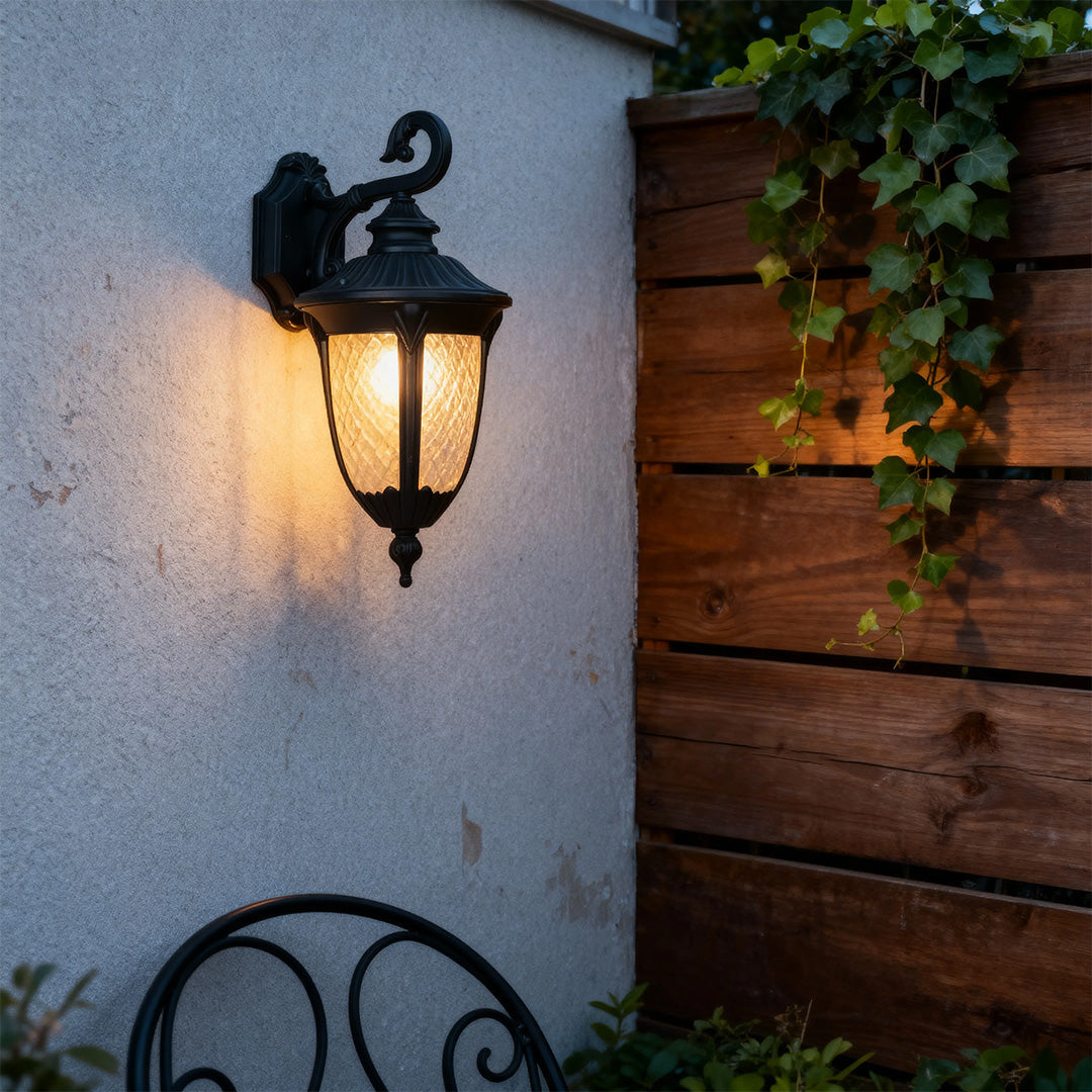 WINTERBOURNE CHARCOAL OUTDOOR SCONCE WITH GLASS CANOPY