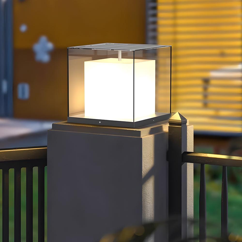 WINCHESTER SQUARE OUTDOOR PILLAR LANTERN, WEATHERPROOF MINIMALIST DESIGN
