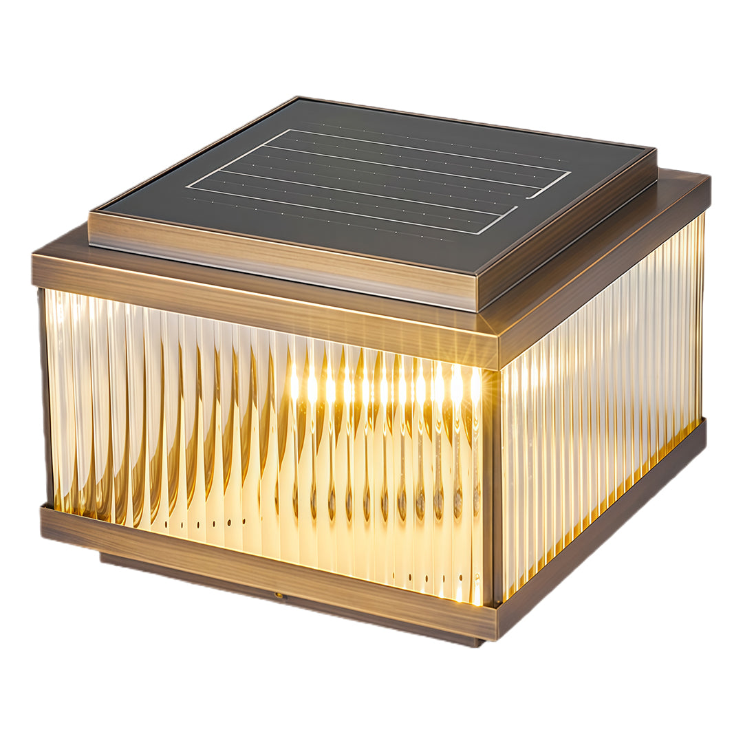 BRAMBLETON SQUARE COPPER OUTDOOR LANTERN WITH RIBBED GLASS