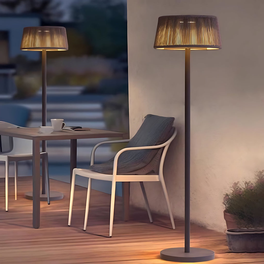 CHATHAM RAIN-RESISTANT MID-CENTURY LAMP WITH WOVEN SHADE