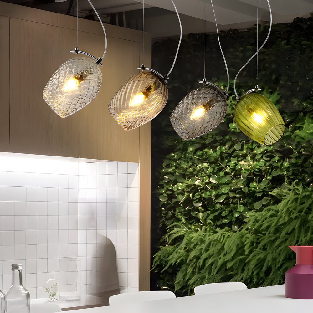 FENWICK FLORAL GLASS ADJUSTABLE PENDANT LIGHT