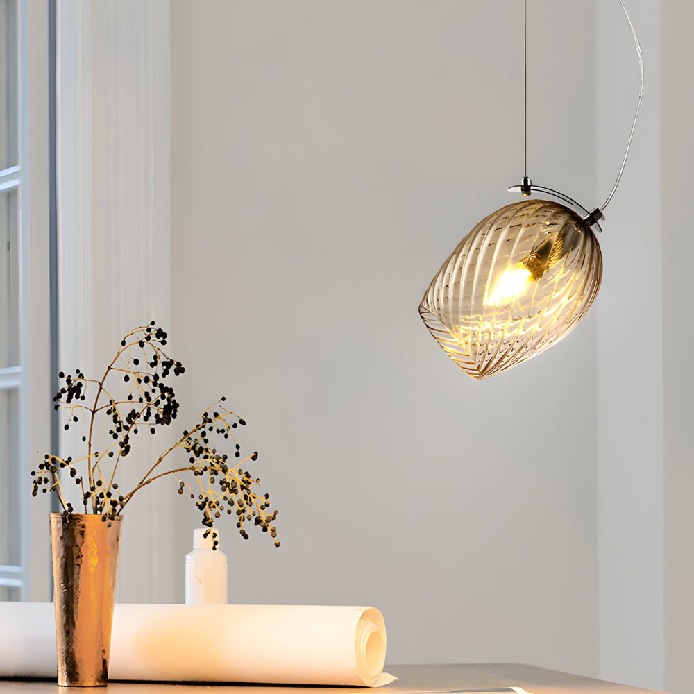 FENWICK FLORAL GLASS ADJUSTABLE PENDANT LIGHT