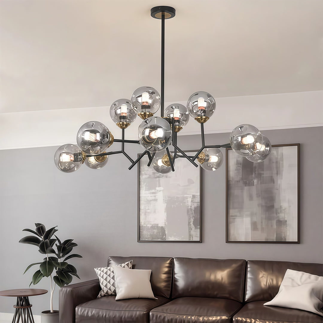 WINTERBOURNE ORB LUMINAIRE, NORDIC INSPIRED GLASS CHANDELIER